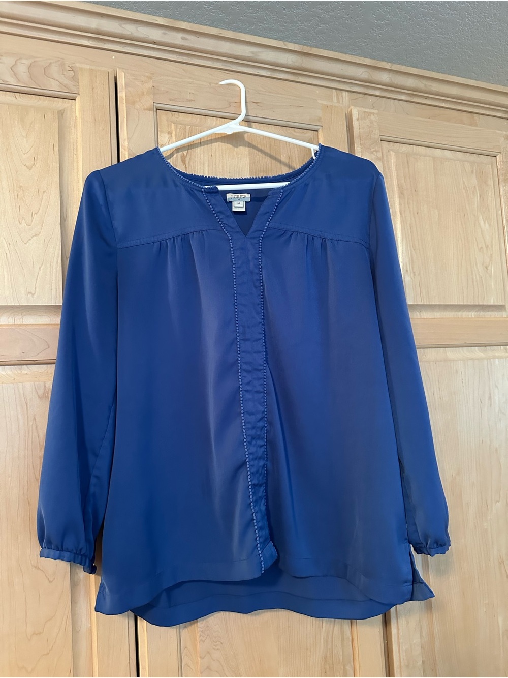 J. Crew Royal Blue Long-Sleeve V-Notch Blouse